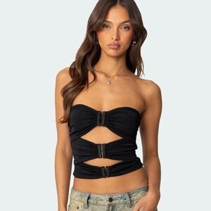 Edikted Black Fitted Bustier Crop Top